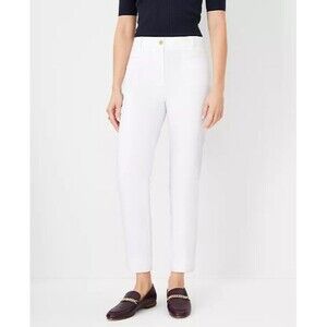 Ann Taylor LOFT Crop Pants Womens 6 White Straight Leg Stretchy Breathable NEW